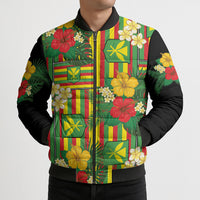 Hawaii Kanaka Maoli Hibiscus Bomber Puffer Jacket Hawaiian Flag Motif