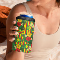 Hawaii Kanaka Maoli Hibiscus 4 in 1 Can Cooler Tumbler Hawaiian Flag Motif