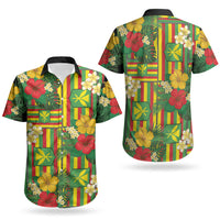 Hawaii Kanaka Maoli Hibiscus Couples Matching Off The Shoulder Long Sleeve Dress and Hawaiian Shirt Hawaiian Flag Motif LT9 - Polynesian Pride