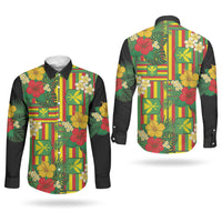 Hawaii Kanaka Maoli Hibiscus Couples Matching Short Sleeve Bodycon Dress and Long Sleeve Button Shirt Hawaiian Flag Motif LT9 - Polynesian Pride