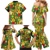 Hawaii Kanaka Maoli Hibiscus Family Matching Mermaid Dress and Hawaiian Shirt Hawaiian Flag Motif LT9 Mom's Dress Green - Polynesian Pride
