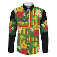 Hawaii Kanaka Maoli Hibiscus Family Matching Mermaid Dress and Hawaiian Shirt Hawaiian Flag Motif LT9 Daughter's Dress Green - Polynesian Pride