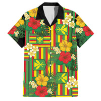 Hawaii Kanaka Maoli Hibiscus Family Matching Off Shoulder Maxi Dress and Hawaiian Shirt Hawaiian Flag Motif LT9 Dad's Shirt - Short Sleeve Green - Polynesian Pride