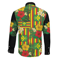Hawaii Kanaka Maoli Hibiscus Family Matching Off Shoulder Maxi Dress and Hawaiian Shirt Hawaiian Flag Motif LT9 Son's Shirt Green - Polynesian Pride
