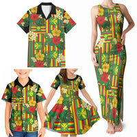 Hawaii Kanaka Maoli Hibiscus Family Matching Tank Maxi Dress and Hawaiian Shirt Hawaiian Flag Motif LT9 - Polynesian Pride