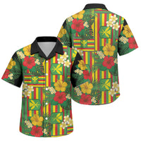 Hawaii Kanaka Maoli Hibiscus Family Matching Tank Maxi Dress and Hawaiian Shirt Hawaiian Flag Motif LT9 Son's Shirt Green - Polynesian Pride