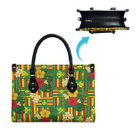 Hawaii Kanaka Maoli Hibiscus Leather Bag Hawaiian Flag Motif