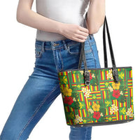Hawaii Kanaka Maoli Hibiscus Leather Tote Bag Hawaiian Flag Motif
