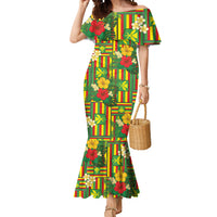 Hawaii Kanaka Maoli Hibiscus Mermaid Dress Hawaiian Flag Motif LT9 Women Green - Polynesian Pride