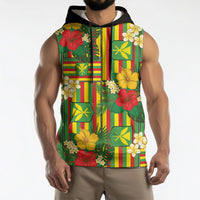 Hawaii Kanaka Maoli Hibiscus Sleeveless Hoodie Hawaiian Flag Motif
