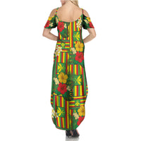 Hawaii Kanaka Maoli Hibiscus Summer Maxi Dress Hawaiian Flag Motif LT9 - Polynesian Pride