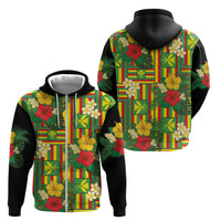 Hawaii Kanaka Maoli Hibiscus Zip Hoodie Hawaiian Flag Motif LT9 - Polynesian Pride
