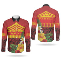 Hawaii Ku Kia'i Mauna Personalized Couples Matching Long Sleeve Bodycon Dress and Long Sleeve Button Shirt Hibiscus Kakau Pattern LT9 - Polynesian Pride