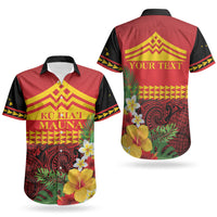 Hawaii Ku Kia'i Mauna Personalized Couples Matching Short Sleeve Bodycon Dress and Hawaiian Shirt Hibiscus Kakau Pattern LT9 - Polynesian Pride