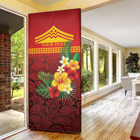 Hawaii Ku Kia'i Mauna Personalized Door Cover Hibiscus Kakau Pattern