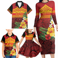 Hawaii Ku Kia'i Mauna Personalized Family Matching Long Sleeve Bodycon Dress and Hawaiian Shirt Hibiscus Kakau Pattern LT9 - Polynesian Pride