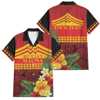 Hawaii Ku Kia'i Mauna Personalized Family Matching Long Sleeve Bodycon Dress and Hawaiian Shirt Hibiscus Kakau Pattern LT9 Dad's Shirt - Short Sleeve Red - Polynesian Pride