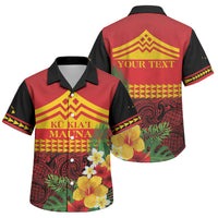 Hawaii Ku Kia'i Mauna Personalized Family Matching Long Sleeve Bodycon Dress and Hawaiian Shirt Hibiscus Kakau Pattern LT9 Son's Shirt Red - Polynesian Pride