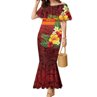 Hawaii Ku Kia'i Mauna Personalized Family Matching Mermaid Dress and Hawaiian Shirt Hibiscus Kakau Pattern