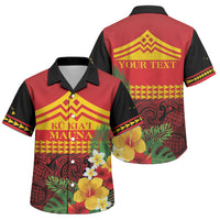 Hawaii Ku Kia'i Mauna Personalized Family Matching Off The Shoulder Long Sleeve Dress and Hawaiian Shirt Hibiscus Kakau Pattern LT9 Son's Shirt Red - Polynesian Pride
