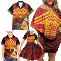 Hawaii Ku Kia'i Mauna Personalized Family Matching Off Shoulder Short Dress and Hawaiian Shirt Hibiscus Kakau Pattern LT9 - Polynesian Pride