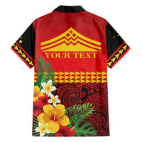 Hawaii Ku Kia'i Mauna Personalized Family Matching Off Shoulder Short Dress and Hawaiian Shirt Hibiscus Kakau Pattern LT9 Dad's Shirt - Long Sleeve Red - Polynesian Pride