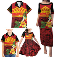 Hawaii Ku Kia'i Mauna Personalized Family Matching Puletasi and Hawaiian Shirt Hibiscus Kakau Pattern LT9 - Polynesian Pride