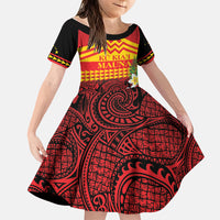 Hawaii Ku Kia'i Mauna Personalized Family Matching Short Sleeve Bodycon Dress and Hawaiian Shirt Hibiscus Kakau Pattern