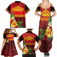 Hawaii Ku Kia'i Mauna Personalized Family Matching Summer Maxi Dress and Hawaiian Shirt Hibiscus Kakau Pattern