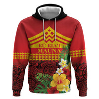 Hawaii Ku Kia'i Mauna Personalized Hoodie Hibiscus Kakau Pattern LT9 Pullover Hoodie Red - Polynesian Pride
