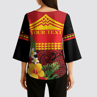 Hawaii Ku Kia'i Mauna Personalized Kimono Sleeve Blouse Hibiscus Kakau Pattern