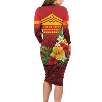 Hawaii Ku Kia'i Mauna Personalized Long Sleeve Bodycon Dress Hibiscus Kakau Pattern LT9 - Polynesian Pride