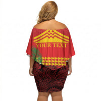 Hawaii Ku Kia'i Mauna Personalized Off Shoulder Short Dress Hibiscus Kakau Pattern LT9 - Polynesian Pride