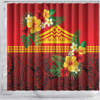 Hawaii Ku Kia'i Mauna Shower Curtain Hibiscus Kakau Pattern