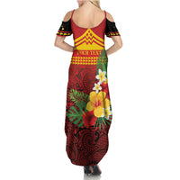 Hawaii Ku Kia'i Mauna Personalized Summer Maxi Dress Hibiscus Kakau Pattern LT9 - Polynesian Pride