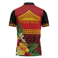 Hawaii Ku Kia'i Mauna Personalized Zipper Polo Shirt Hibiscus Kakau Pattern LT9 - Polynesian Pride