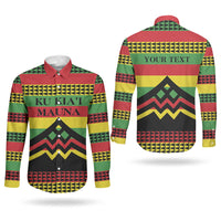 Hawaii Ku Kia'i Mauna Personalized Couples Matching Off Shoulder Maxi Dress and Long Sleeve Button Shirt Hawaiian Kanaka Maoli Motif LT9 - Polynesian Pride
