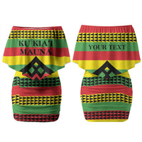 Hawaii Ku Kia'i Mauna Personalized Couples Matching Off Shoulder Short Dress and Hawaiian Shirt Hawaiian Kanaka Maoli Motif LT9 - Polynesian Pride