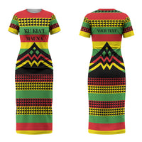 Hawaii Ku Kia'i Mauna Personalized Couples Matching Short Sleeve Bodycon Dress and Hawaiian Shirt Hawaiian Kanaka Maoli Motif LT9 - Polynesian Pride