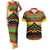 Hawaii Ku Kia'i Mauna Personalized Couples Matching Tank Maxi Dress and Hawaiian Shirt Hawaiian Kanaka Maoli Motif LT9 Green - Polynesian Pride