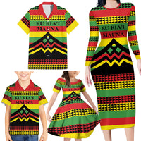 Hawaii Ku Kia'i Mauna Personalized Family Matching Long Sleeve Bodycon Dress and Hawaiian Shirt Hawaiian Kanaka Maoli Motif LT9 - Polynesian Pride