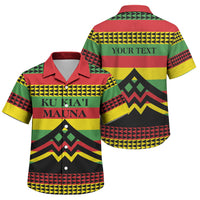 Hawaii Ku Kia'i Mauna Personalized Family Matching Long Sleeve Bodycon Dress and Hawaiian Shirt Hawaiian Kanaka Maoli Motif LT9 Son's Shirt Green - Polynesian Pride