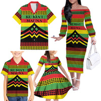 Hawaii Ku Kia'i Mauna Personalized Family Matching Off The Shoulder Long Sleeve Dress and Hawaiian Shirt Hawaiian Kanaka Maoli Motif LT9 - Polynesian Pride