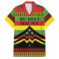 Hawaii Ku Kia'i Mauna Personalized Family Matching Off The Shoulder Long Sleeve Dress and Hawaiian Shirt Hawaiian Kanaka Maoli Motif LT9 Dad's Shirt - Short Sleeve Green - Polynesian Pride