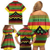 Hawaii Ku Kia'i Mauna Personalized Family Matching Off Shoulder Short Dress and Hawaiian Shirt Hawaiian Kanaka Maoli Motif LT9 Mom's Dress Green - Polynesian Pride