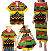 Hawaii Ku Kia'i Mauna Personalized Family Matching Puletasi and Hawaiian Shirt Hawaiian Kanaka Maoli Motif LT9 - Polynesian Pride