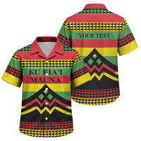Hawaii Ku Kia'i Mauna Personalized Family Matching Puletasi and Hawaiian Shirt Hawaiian Kanaka Maoli Motif LT9 Son's Shirt Green - Polynesian Pride