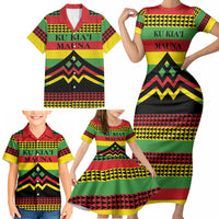 Hawaii Ku Kia'i Mauna Personalized Family Matching Short Sleeve Bodycon Dress and Hawaiian Shirt Hawaiian Kanaka Maoli Motif LT9 - Polynesian Pride