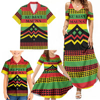 Hawaii Ku Kia'i Mauna Personalized Family Matching Summer Maxi Dress and Hawaiian Shirt Hawaiian Kanaka Maoli Motif LT9 - Polynesian Pride