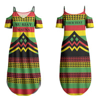 Hawaii Ku Kia'i Mauna Personalized Family Matching Summer Maxi Dress and Hawaiian Shirt Hawaiian Kanaka Maoli Motif LT9 Mom's Dress Green - Polynesian Pride